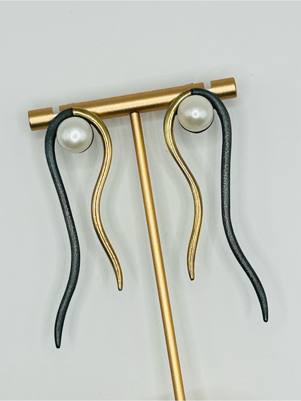 Bora Two-Tone Pearl Drop Earrings